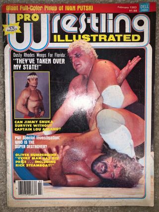 Pro Wrestling Illustrated February 1983 Dusty Rhodes / Jimmy Snuka Wwf / Wcw/ Nw