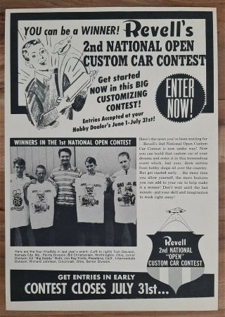 Vintage 1964 Revell Ed Roth Rat Fink Model Car Contest Advertisement