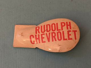 Vintage Rudolph Chevrolet El Paso Texas Metal Tin Litho Clicker Clacker 1950s - 60