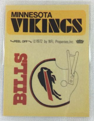 Nfl 1972 - 74 Fleer Team Football Sticker - Minnesota Vikings - Buffalo Bills
