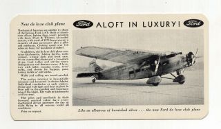Vintage Ford Metal Tri - Motored Airplane Postcard