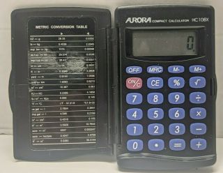 Vtg Aurora Compact Calculator Hc108x Soft Touch Keys Hard Case