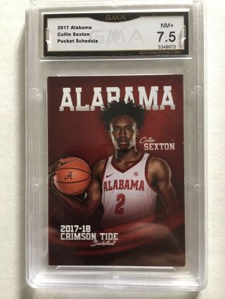 Collin Sexton 2017 - 18 Alabama Basketball Pocket Schedule Graded Nm,  7.  5 Gma