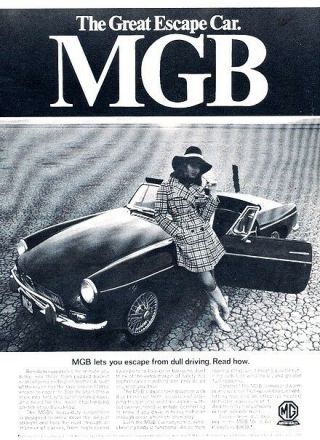 1968 Mg Mgb - Great Escape Car - Advertisement Print Art Car Ad H25