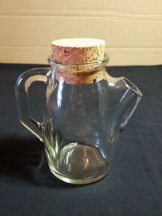 Vintage Westmoreland Clear Glass Pitcher With Snub Nose Spout Handle & Cork Top