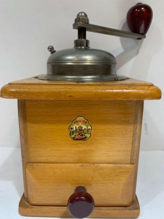 Vintage Kym Mocca Hand Coffee Grinder Beech Wood Made In Germany Functional Art