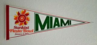 1987 Miami Fiesta Bowl 30 Inch Football Pennant Flag Tempe Hurricanes Sunkist