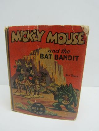 Vintage Big Little Book Walt Disney Cartoon Mikey Mouse Bat Bandit 1935