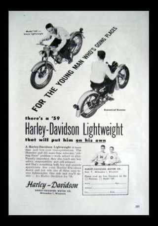 1959 Harley - Davidson Model 165 Hummer For The Young Man Who 