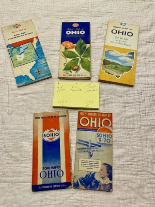 Five Sohio Road Maps For Ohio - 1936,  1937,  1950 