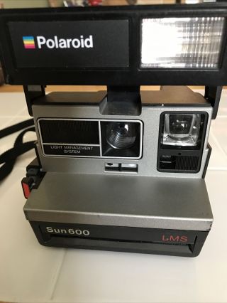 Vintage Polaroid Sun 600 Instant Camera W/light Management System,  Flash & Strap
