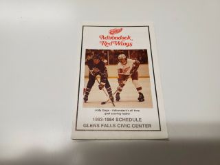 Rs20 Adirondack Red Wings 1983/84 Minor Hockey Pocket Schedule - Boardwalk Rest.