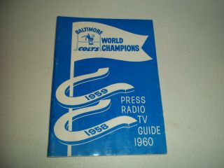 Vintage 1960 Baltimore Colts Press Radio Tv Media Guide