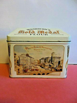 Fine Vintage WASHBURN ' S GOLD MEDAL FLOUR General Mills Recipe Tin Box Hong Kong 2