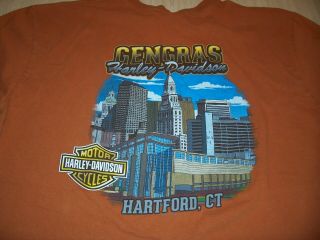 Harley Davidson Hartford Ct Short Sleeve Orange T - Shirt Mens Xl