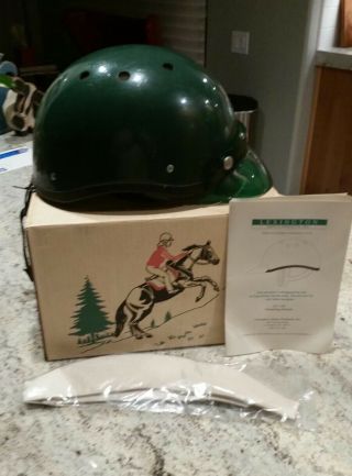 Vintage Lexington Equestrian Helmet.  Green.  Hard Top.  Size 7 1/8
