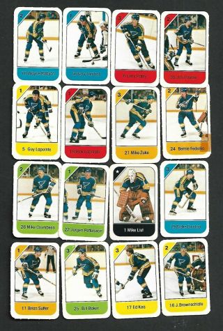 1982 - 83 Post Cereal Nhl Hockey Mini Complete Team Set Of 16 St.  Louis Blues
