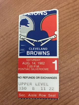 8 - 14 - 82 Cleveland Browns Detroit Lions Football Ticket Stub - Pontiac Silverdome