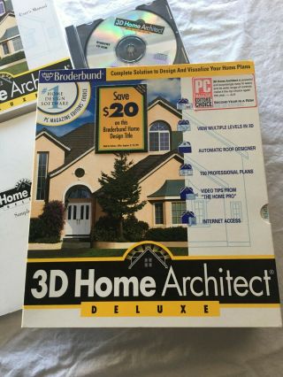 Vtg 1997 3D Home Architect Deluxe PC Software Windows 3.  1 95 CD - ROM Plans 2
