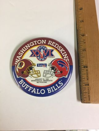 Bowl 26,  Washington Redskins Vs Buffalo Bills (button/ Pin)