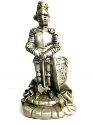 Medieval Knight Statue Coat Of Arms Chalkware Vintage 1968 Universal Statuary