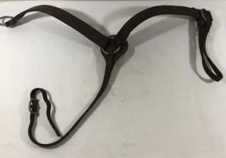 Vintage Horse Breast Collar Ring Center Tack Stitched Leather Brown Padded