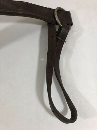 Vintage Horse Breast Collar Ring Center Tack Stitched Leather Brown Padded 2