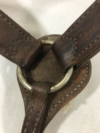 Vintage Horse Breast Collar Ring Center Tack Stitched Leather Brown Padded 3