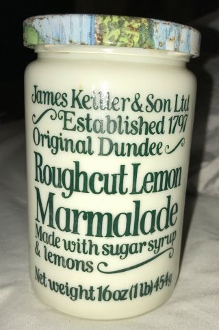 Vintage James Keiller & Son Roughcut Lemon Marmalade Jar With Lid