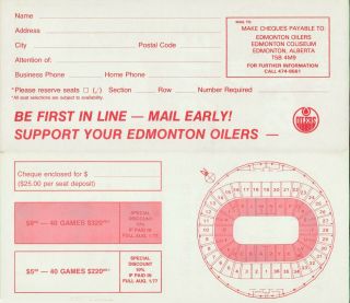 1977 - 78 Edmonton Oilers World Hockey Association Season Ticket Brochure WHA 2
