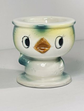 Vintage Anthropomorphic Blue Chick Bird Egg Cup Easter Whimsical Spring