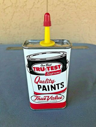 Vintage Tin Oiler Can 4oz.  True Value Tru - Test Paint Household Oil