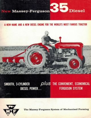 Massey Ferguson Vintage 35 Diesel Tractors Specifications And Sales Brochure