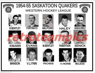 1954 - 55 Whl Saskatoon Quakers Headshots Hockey Team Photo