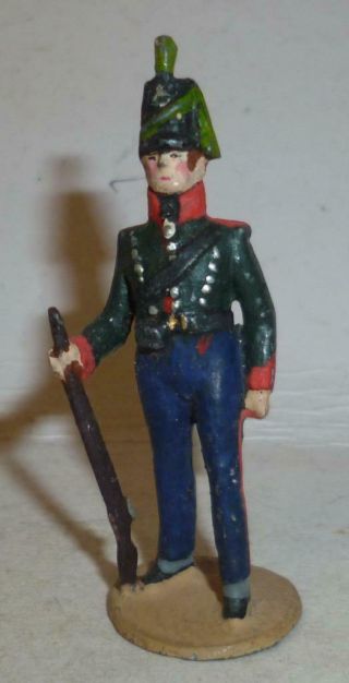 Carman Vintage Solid Lead Model Of A Napoleonic Soldier,  Blue Pants,  54mm 1930 