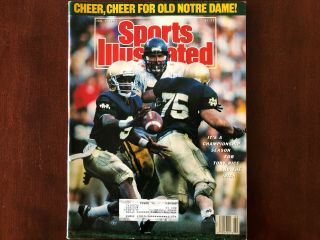 Sports Illustrated January 9 1989 - Tony Rice Notre Dame Football - With Label