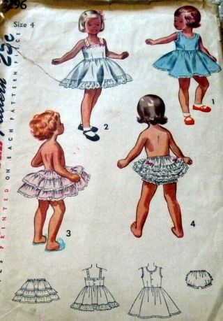 Lovely Vtg 1950s Girls Slip & Ruffled Panties Sewing Pattern 4