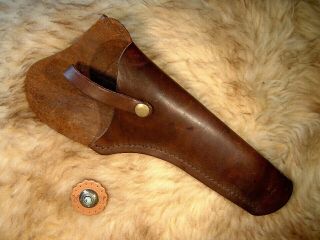 Older Vintage Made In Canada Big Leather Holster For Large.  22 Semi Auto Pistol
