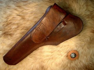 OLDER VINTAGE MADE IN CANADA BIG LEATHER HOLSTER FOR LARGE.  22 SEMI AUTO PISTOL 2