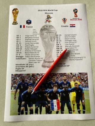 World Cup Final Line - Ups France V Croatia 2018