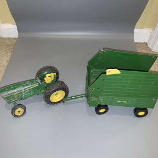 Vintage 1970s Ertl 1/16 John Deere 5020 Tractor Farm Toy With Cart - Fair/poor