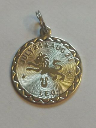Vintage Sterling Silver Zodiac Leo Charm Pendant