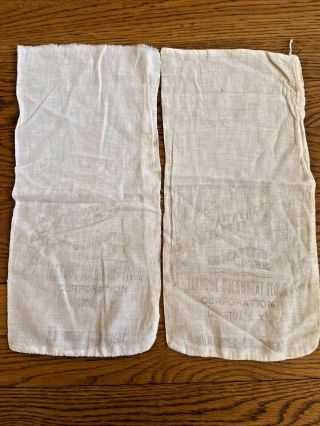 Vintage Larrowe Buckwheat Flour Cloth Sacks Cohocton York 7 " X 14 1/2 "
