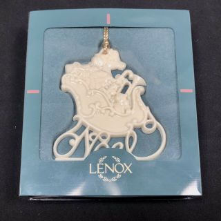 Vintage Lenox Holiday Wishes Noel Porcelain Christmas Ornament Sleigh