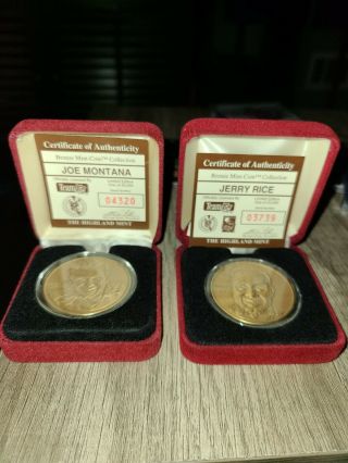 Highland Joe Montana And Jerry Rice Bronze Coins