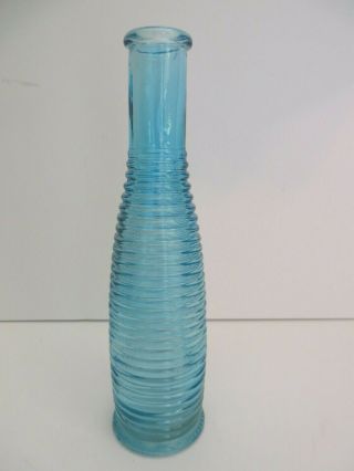 Vintage Blue Glass Bee Hive Ribbed Bottle / Bud Vase Approx 7 - 1/8 " Tall 5242