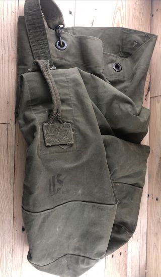 Vintage Military Duffel Bag Us Army Canvas Od Green