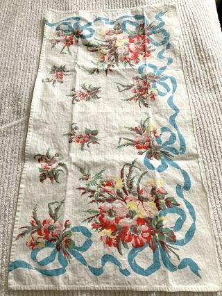 Vintage Heavy Cotton Kitchen Towel Bright Floral Pattern Handmade?