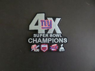 York Giants 4 X Champions " Football Embroidered 3 - 1/2 X 3 - 1/2 Iron On Patch