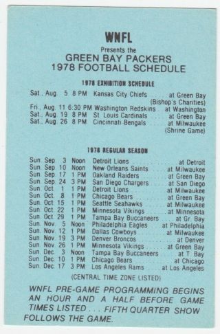 1978 GREEN BAY PACKERS FOOTBALL POCKET SCHEDULE AND WISCONSIN BADGERS 2